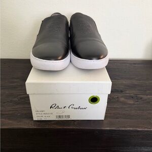 Robert Graham Black Leather Sneakers
